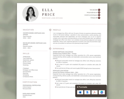Mortgage Loan Officer Resume Template