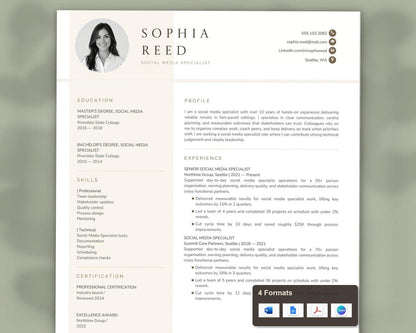 Social Media Specialist Resume Template