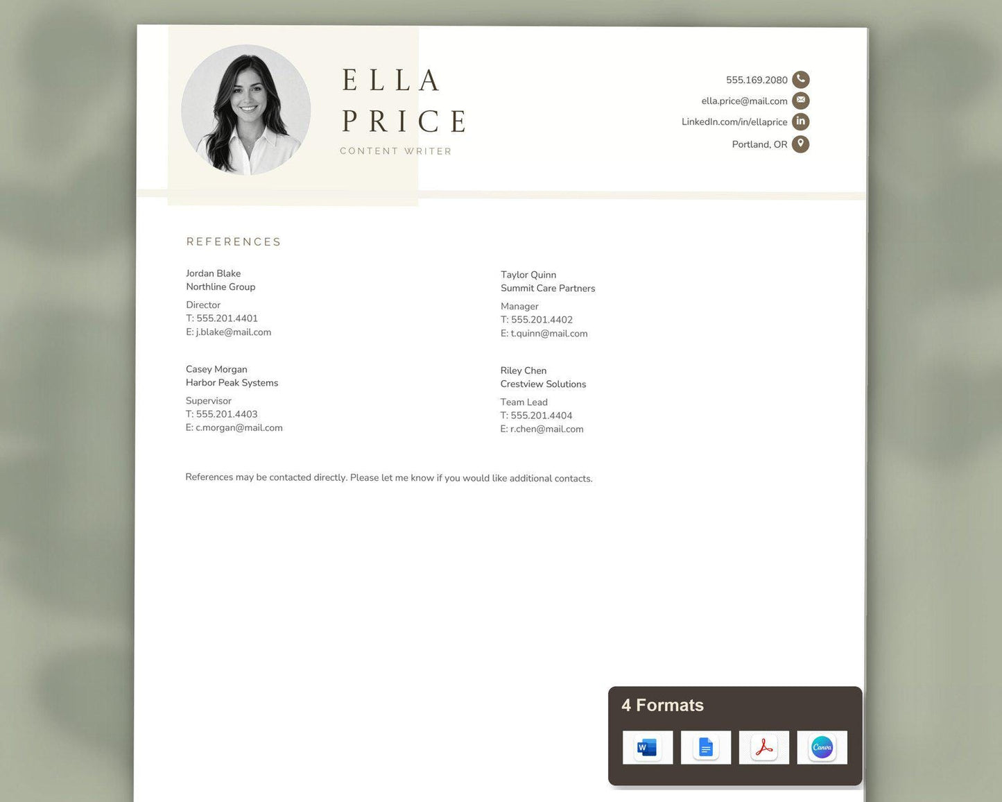 Content Writer Resume Template