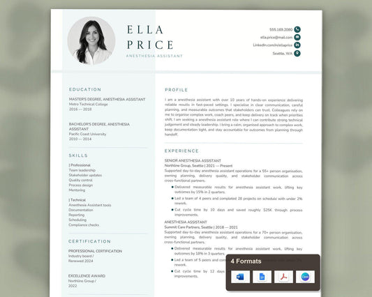 Anesthesia Assistant Resume Template