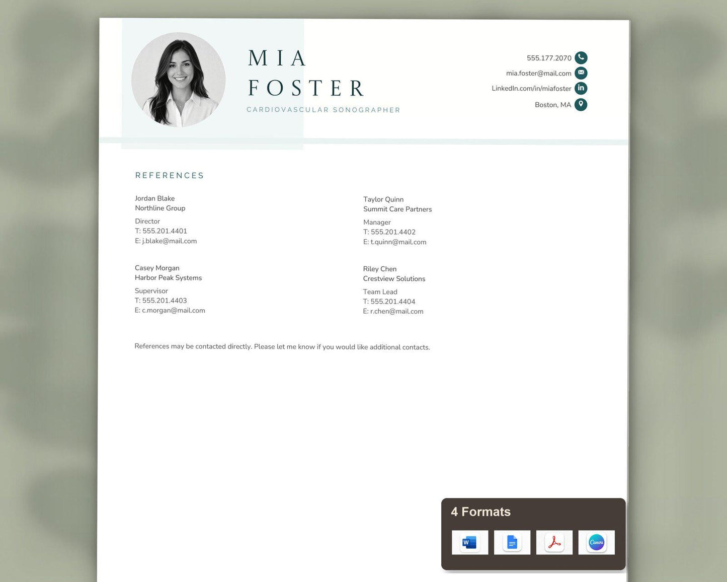 Cardiovascular Sonographer Resume Template