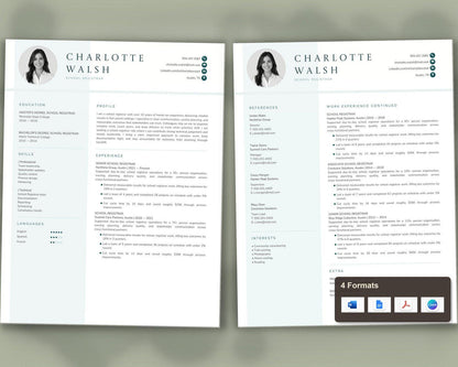 School Registrar Resume Template