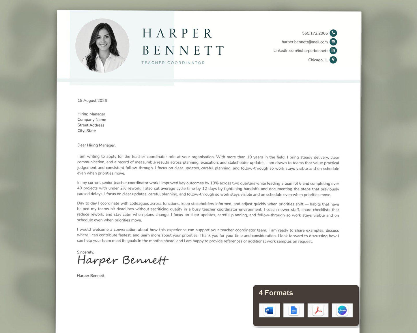 Teacher Coordinator Resume Template