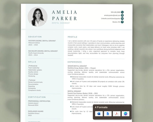 Dental Ceramist Resume Template