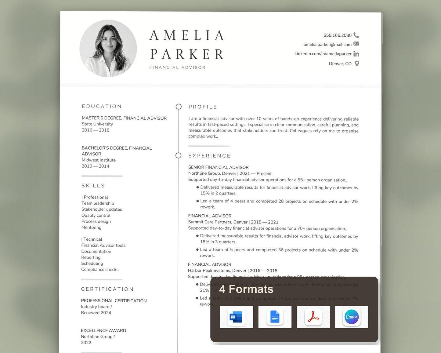 Financial Advisor Resume Template