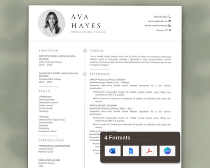 Middle School Teacher Resume Template