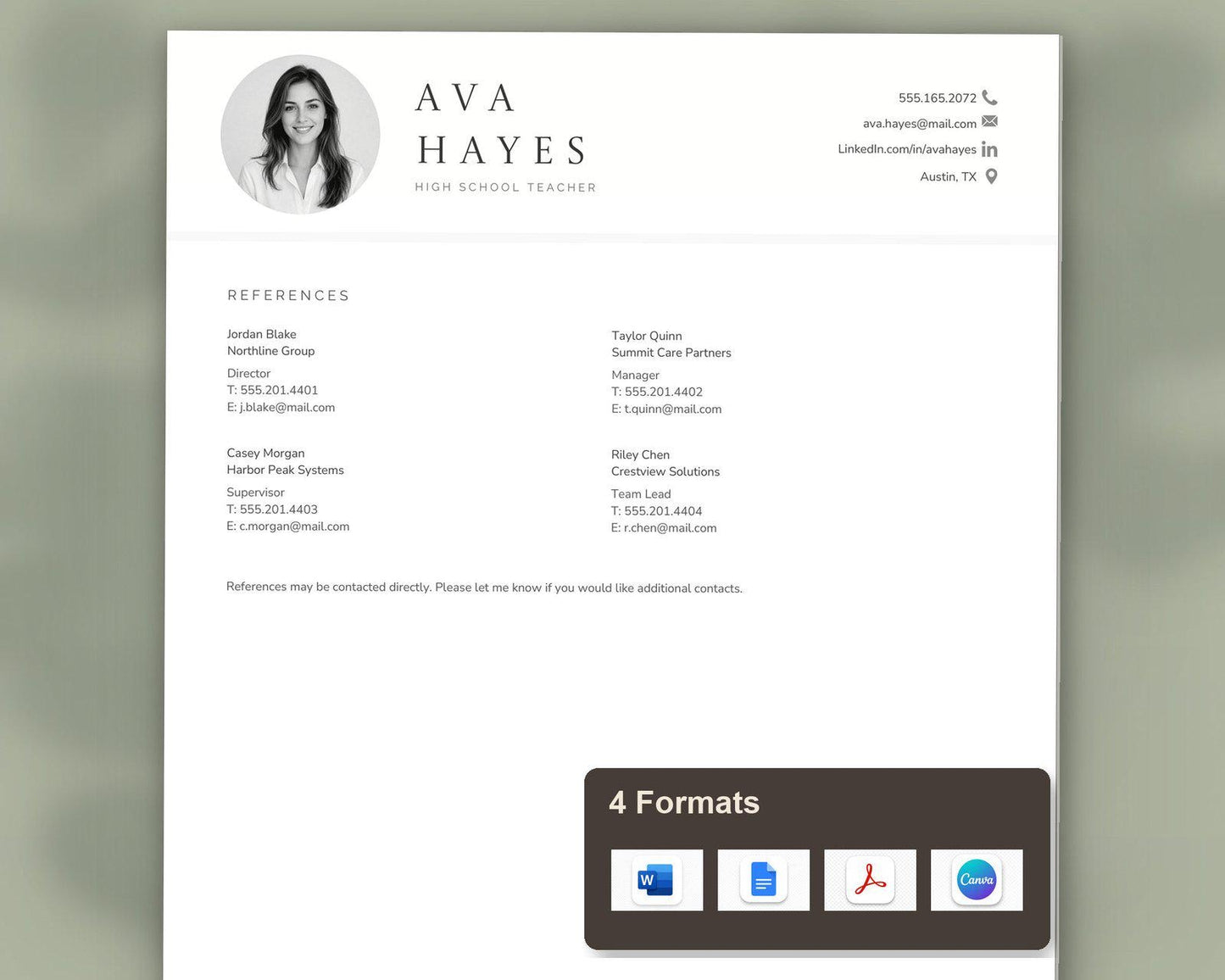 High School Teacher Resume Template