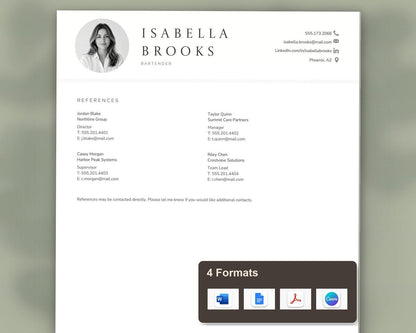 Bartender Resume Template