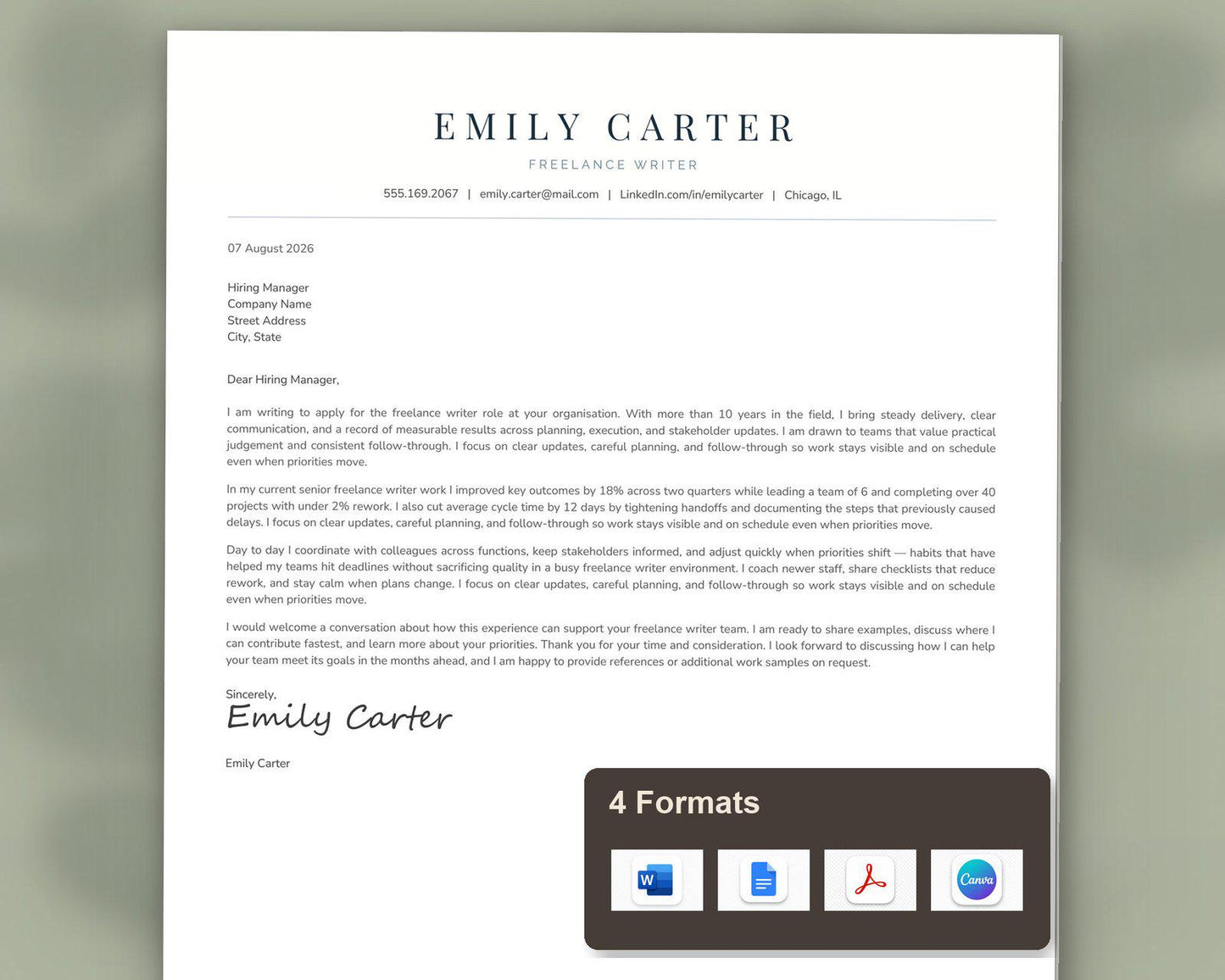 Freelance Writer Resume Template