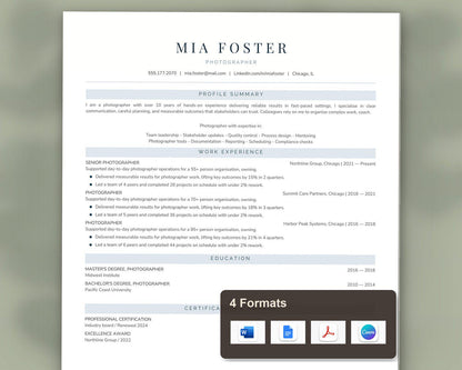 Photographer Resume Template