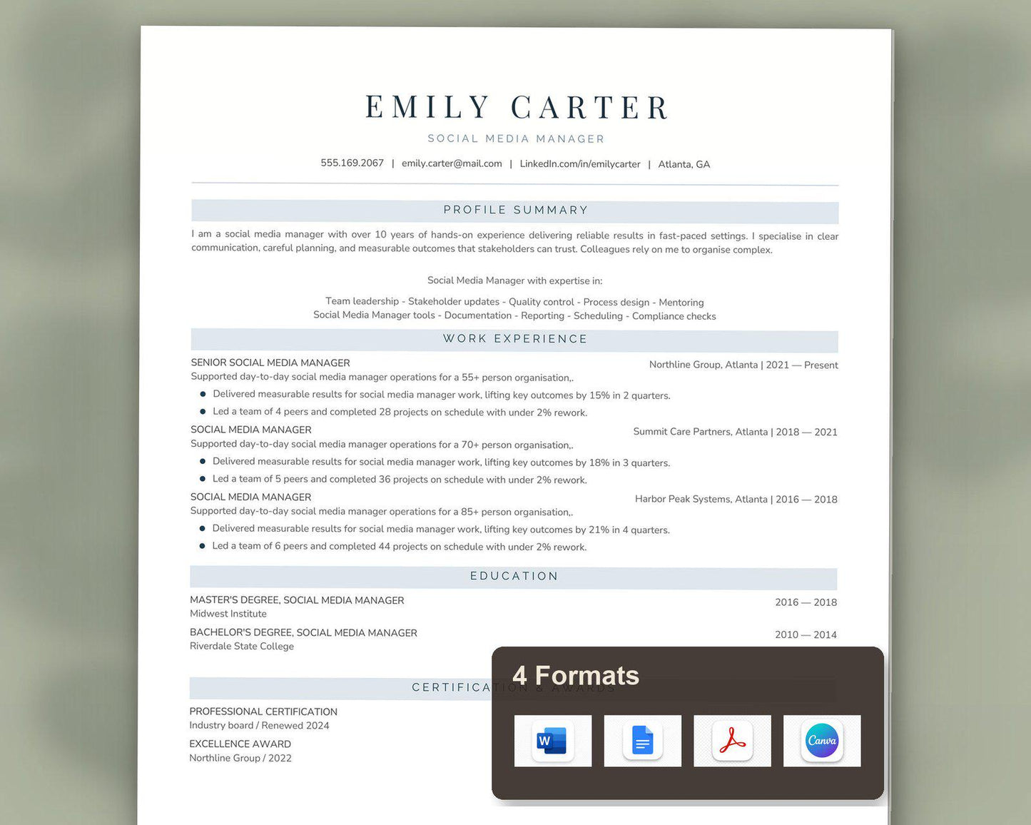 Social Media Manager Resume Template
