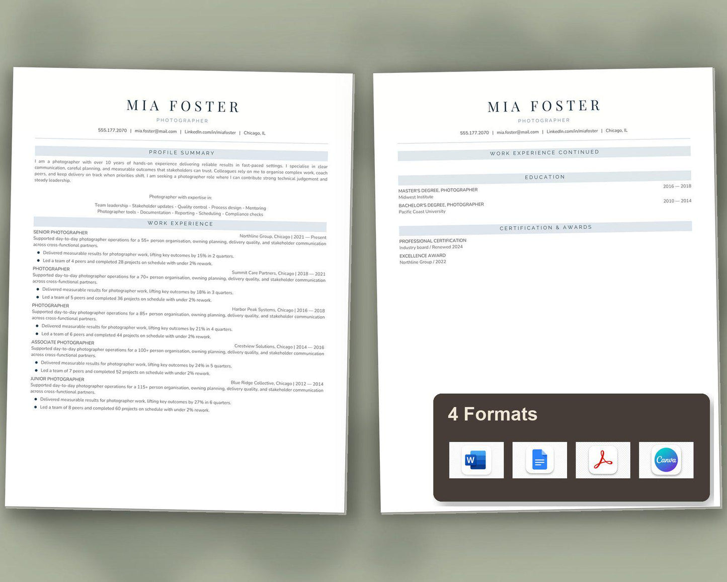 Photographer Resume Template