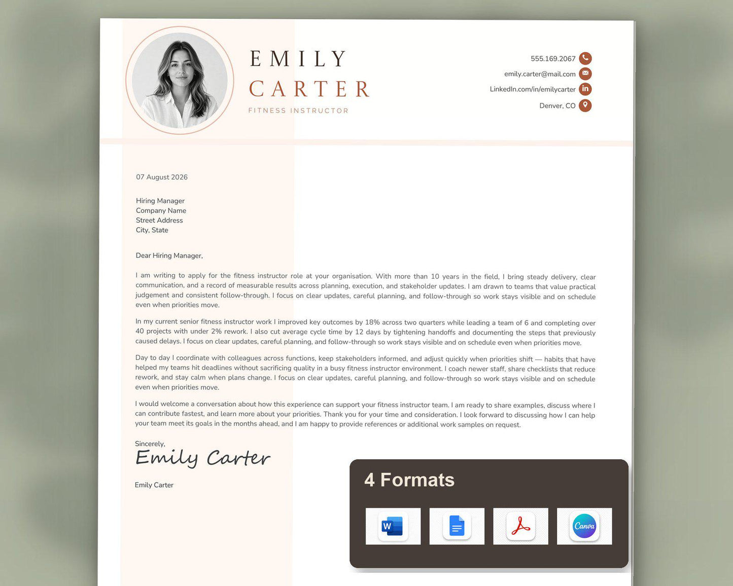 Fitness Instructor Resume Template