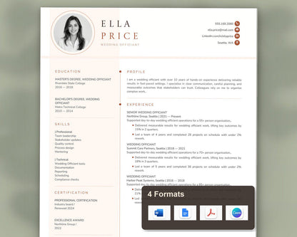 Wedding Officiant Resume Template