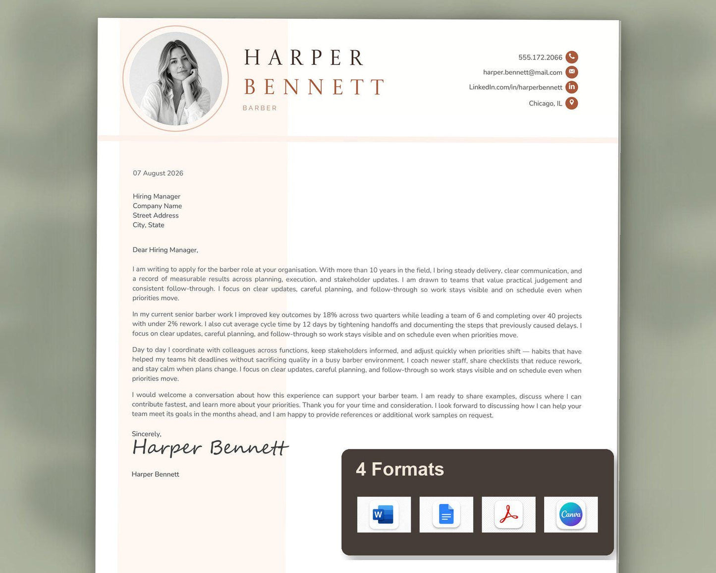 Barber Resume Template