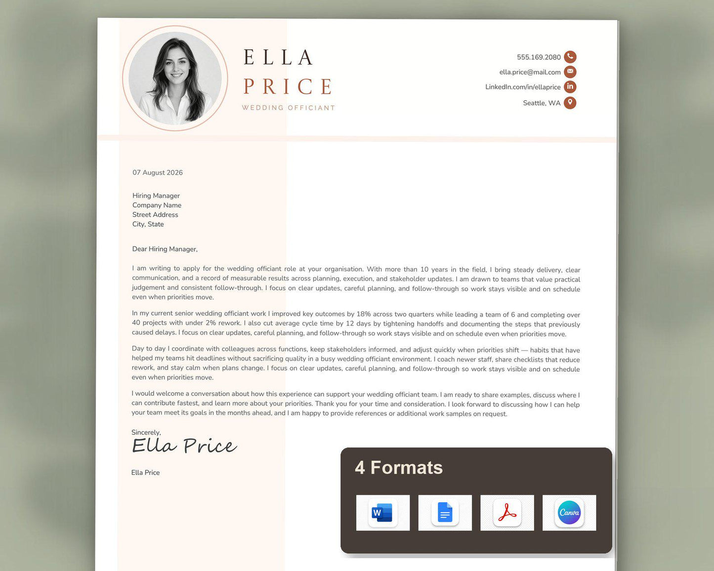 Wedding Officiant Resume Template
