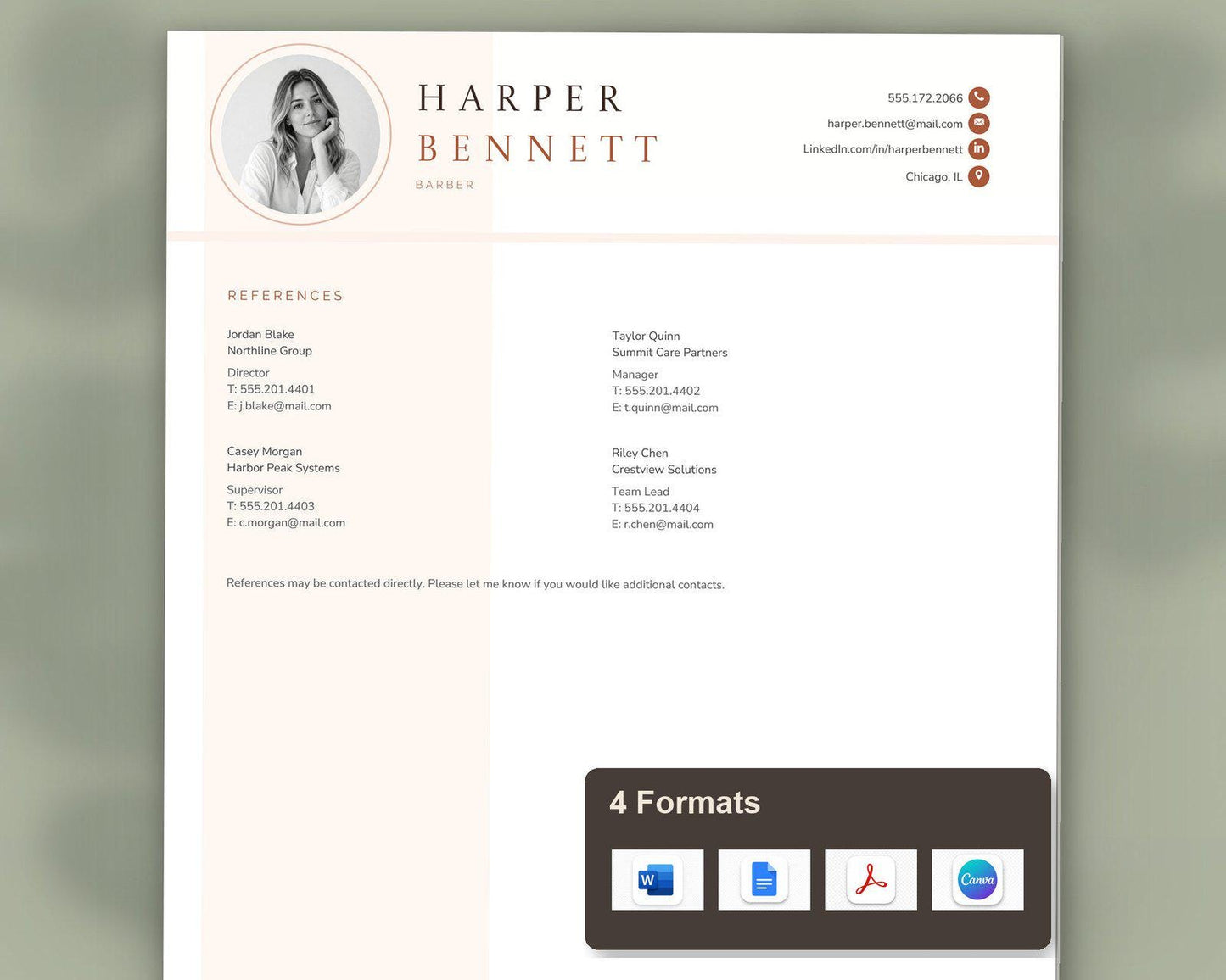 Barber Resume Template