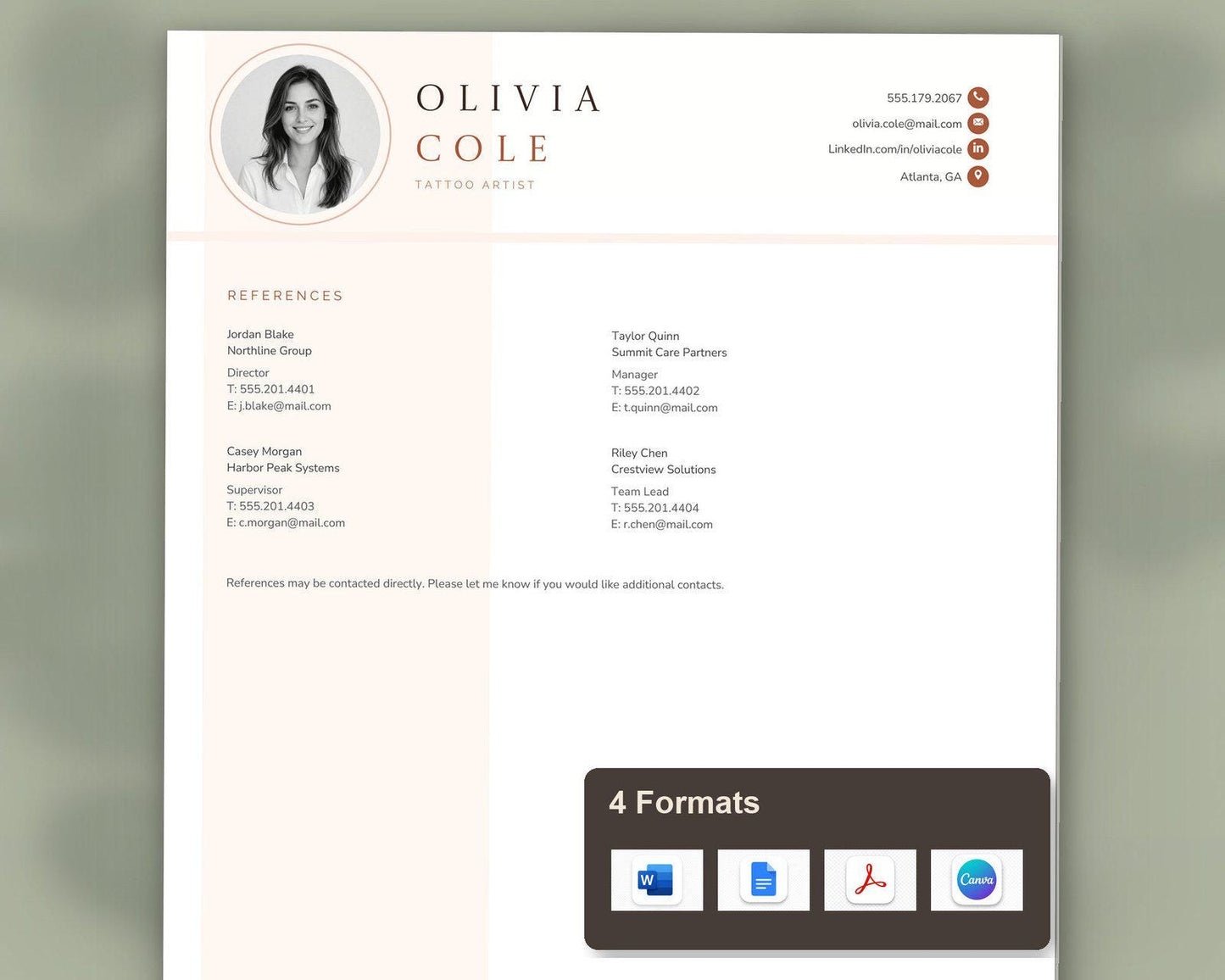 Tattoo Artist Resume Template