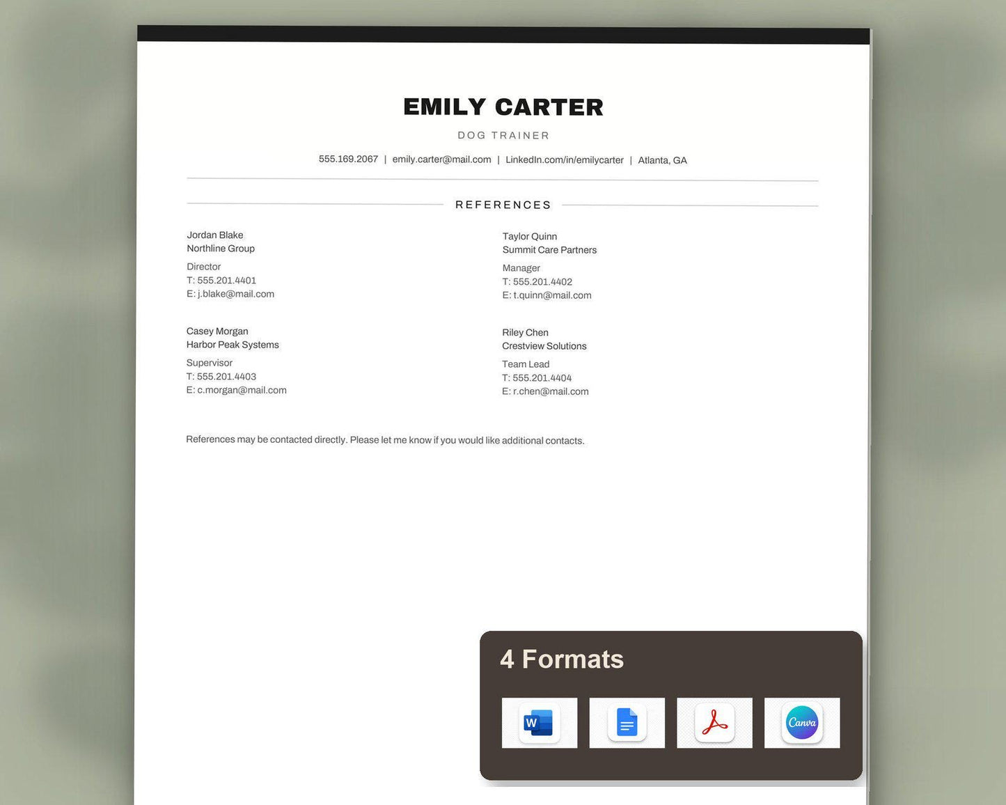 Dog Trainer Resume Template