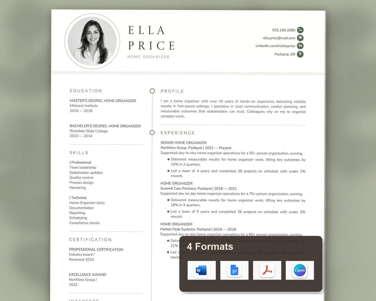 Home Organizer Resume Template