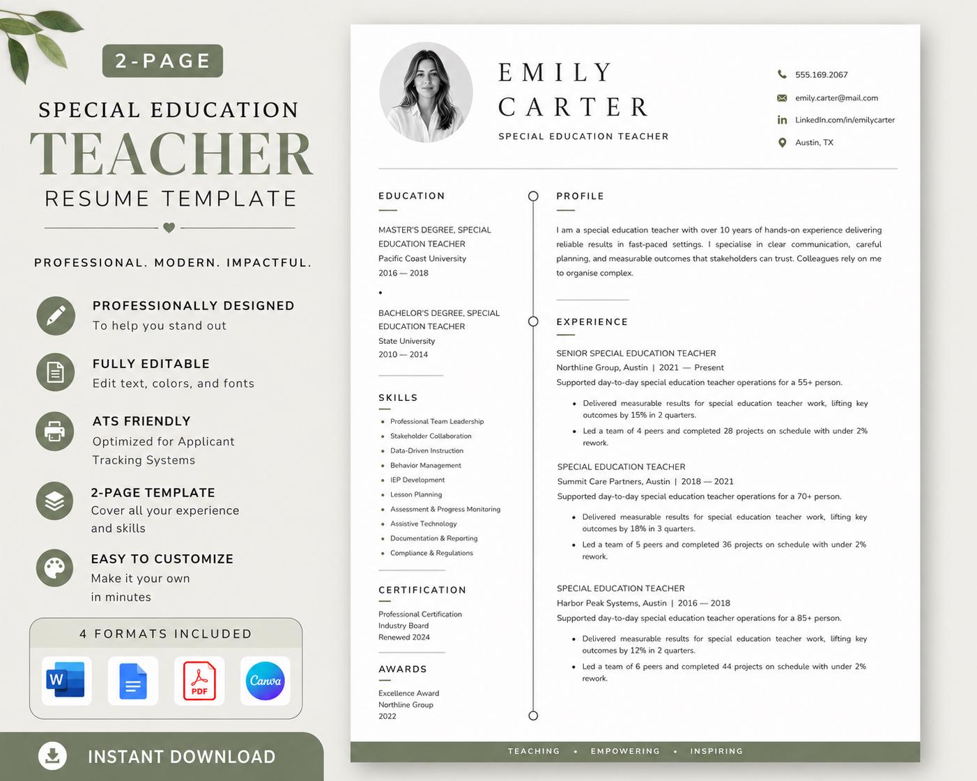 Special Education Teacher Resume Template