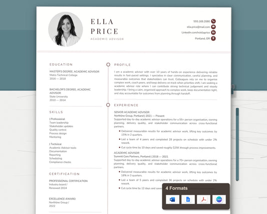 Academic Advisor Resume Template