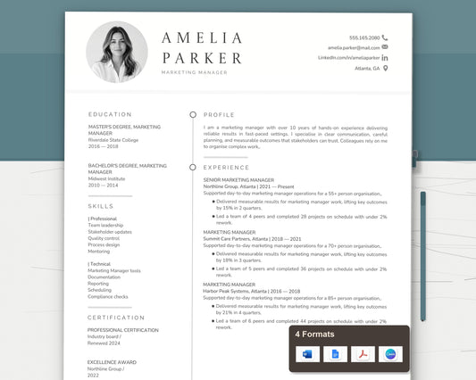 Marketing Manager Resume Template