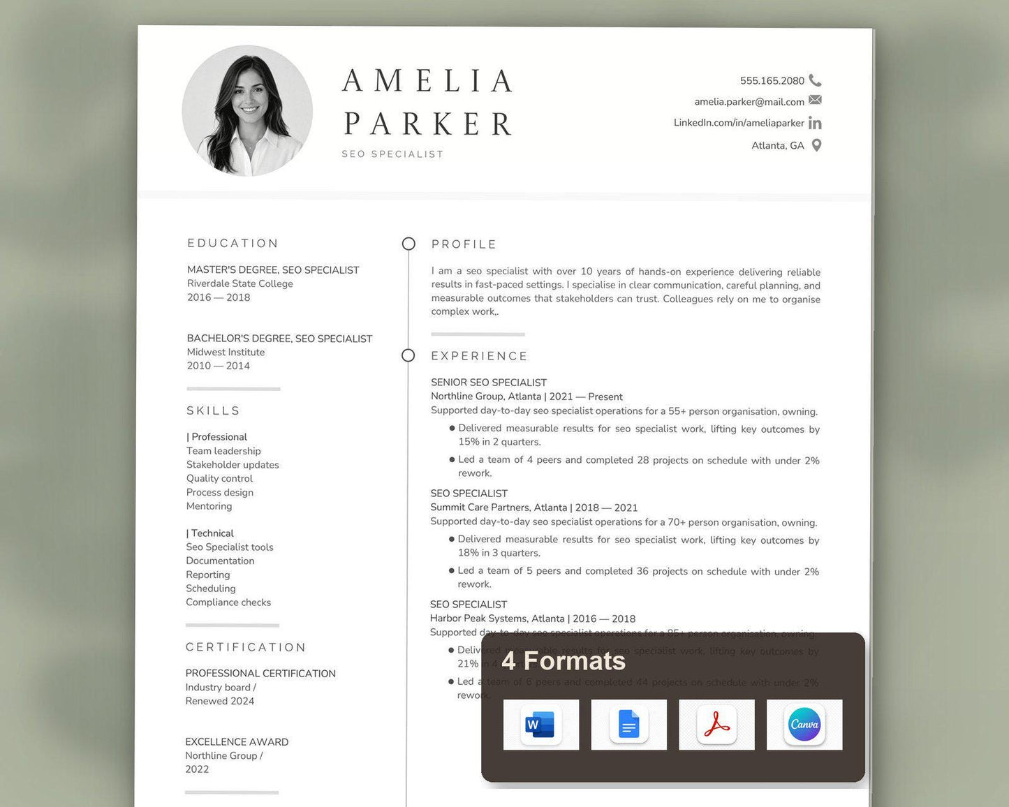 SEO Specialist Resume Template