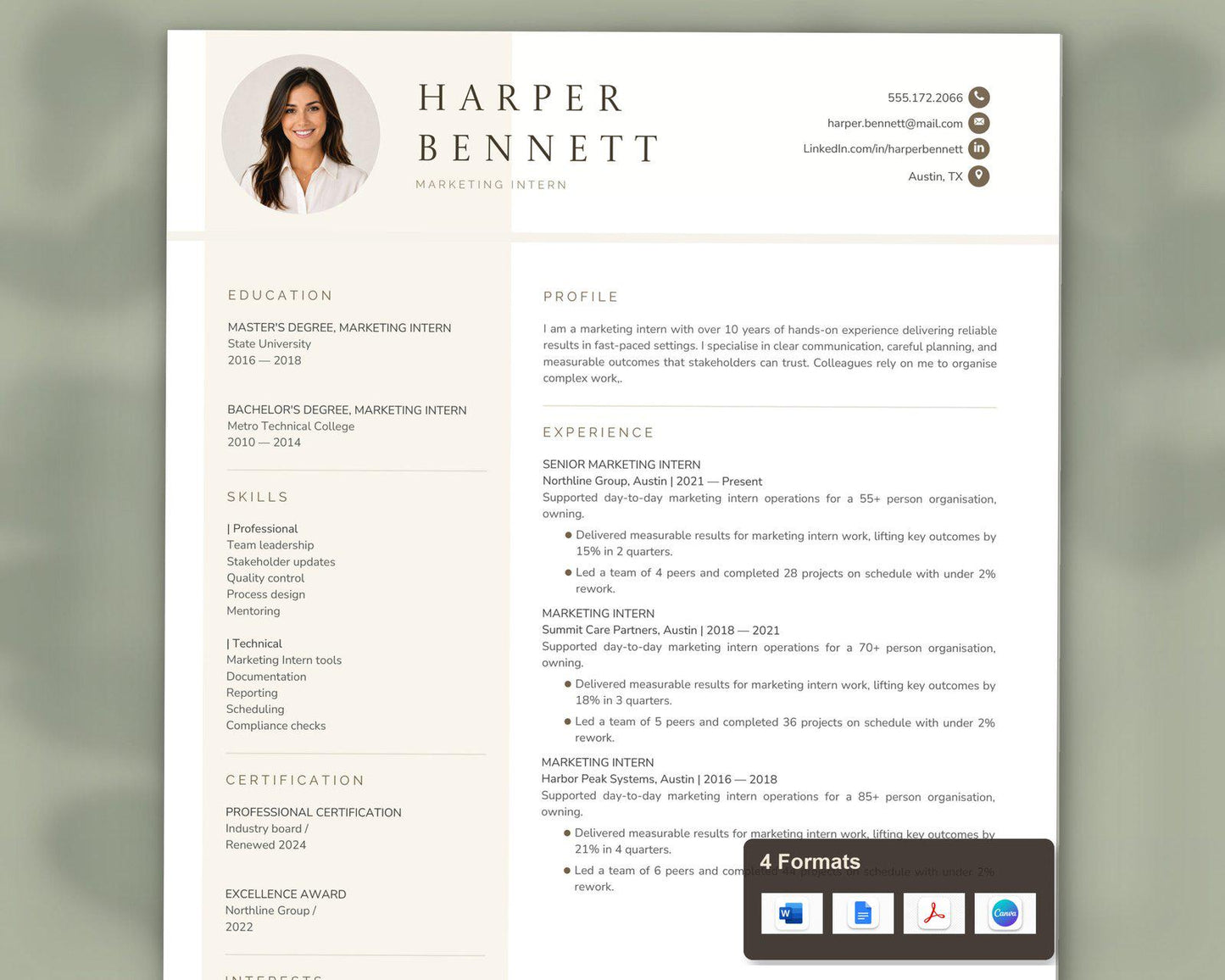 Marketing Intern Resume Template
