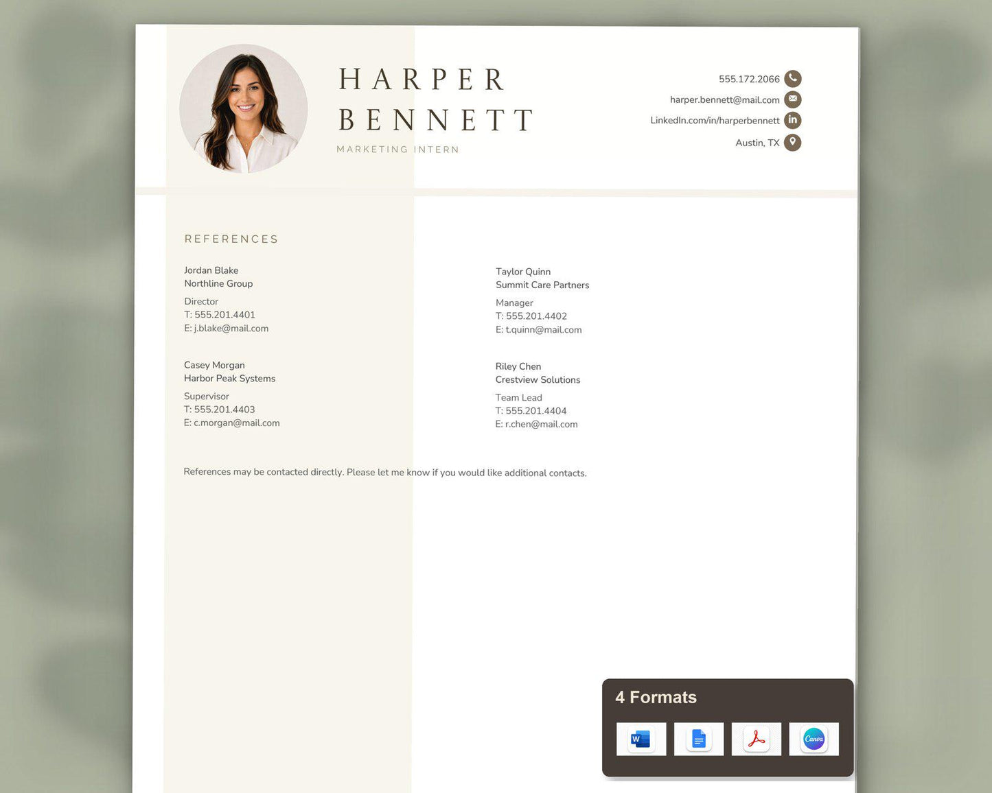Marketing Intern Resume Template