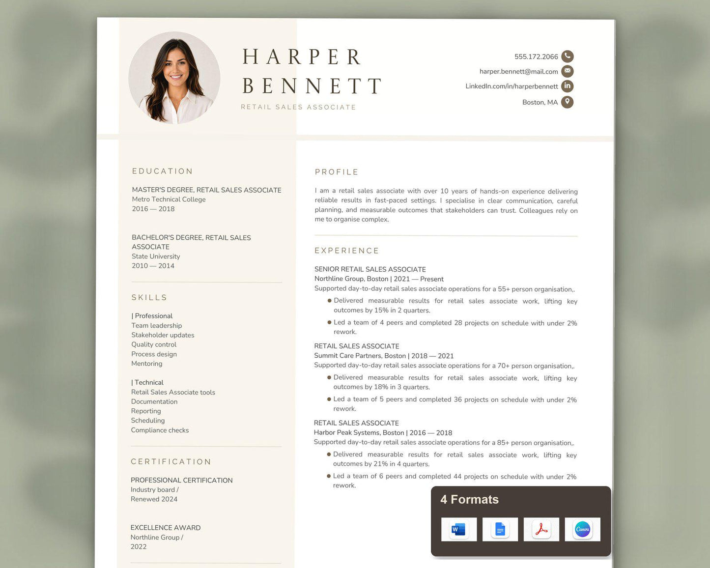 Retail Sales Associate Resume Template