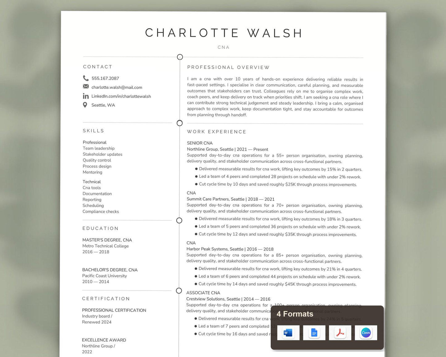 Cna Resume Template