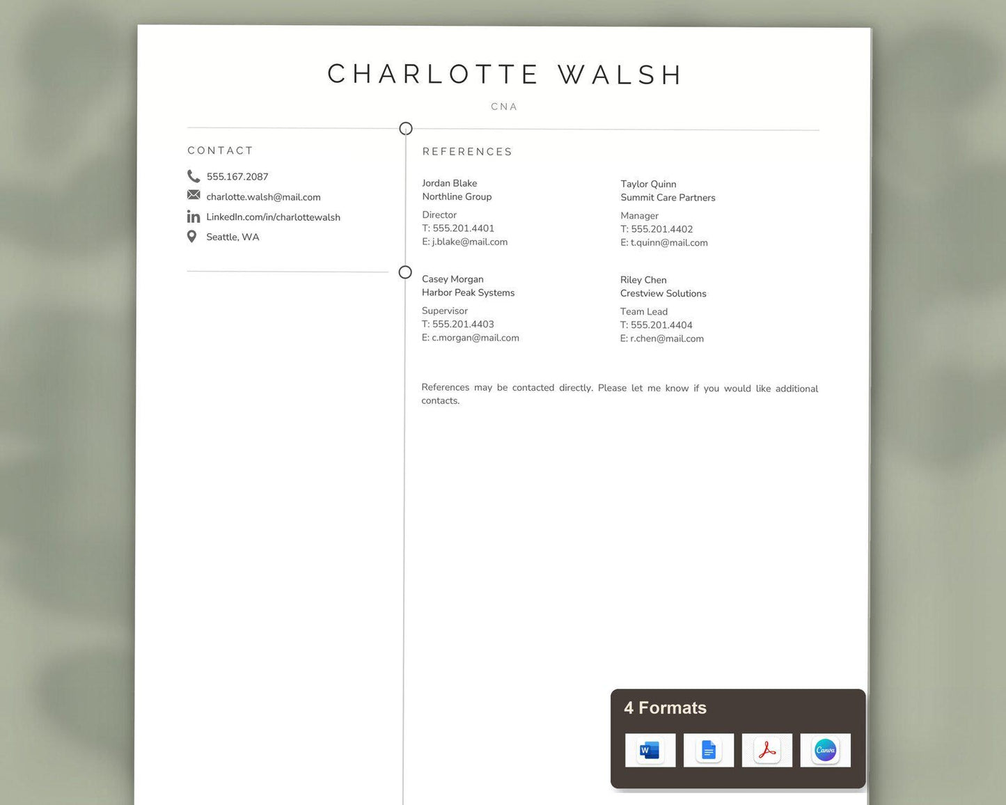 Cna Resume Template
