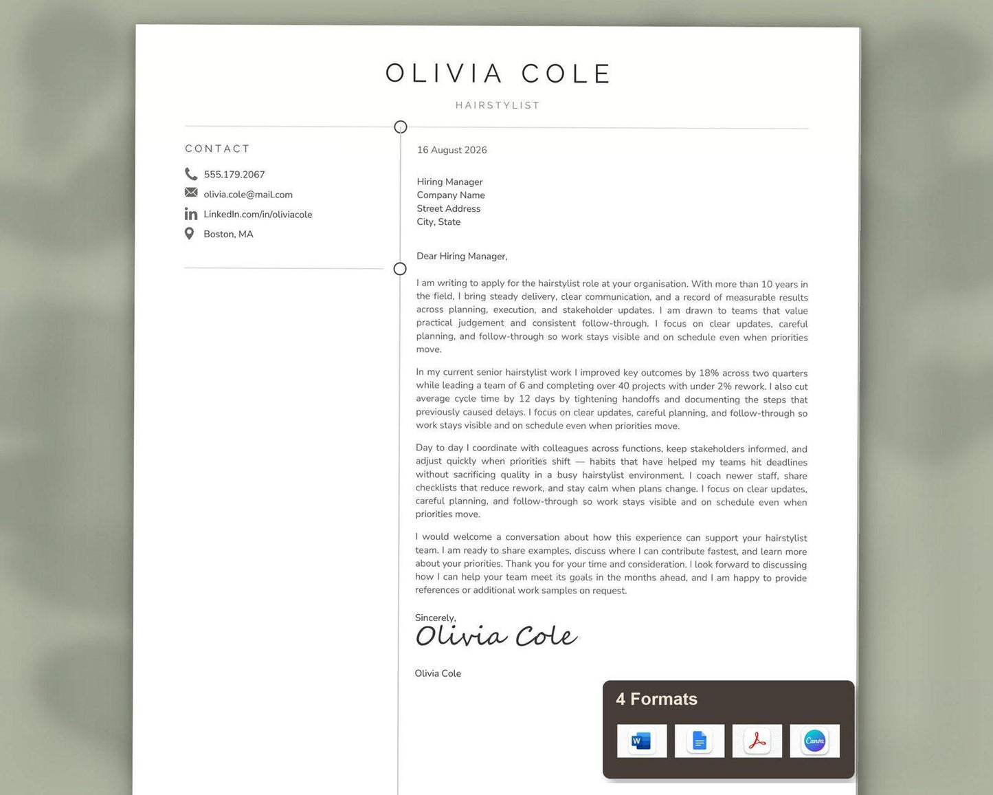 Hairstylist Resume Template