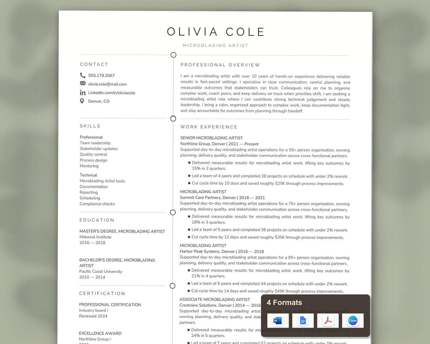 Microblading Artist Resume Template