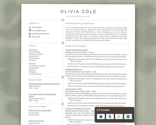 Microblading Artist Resume Template