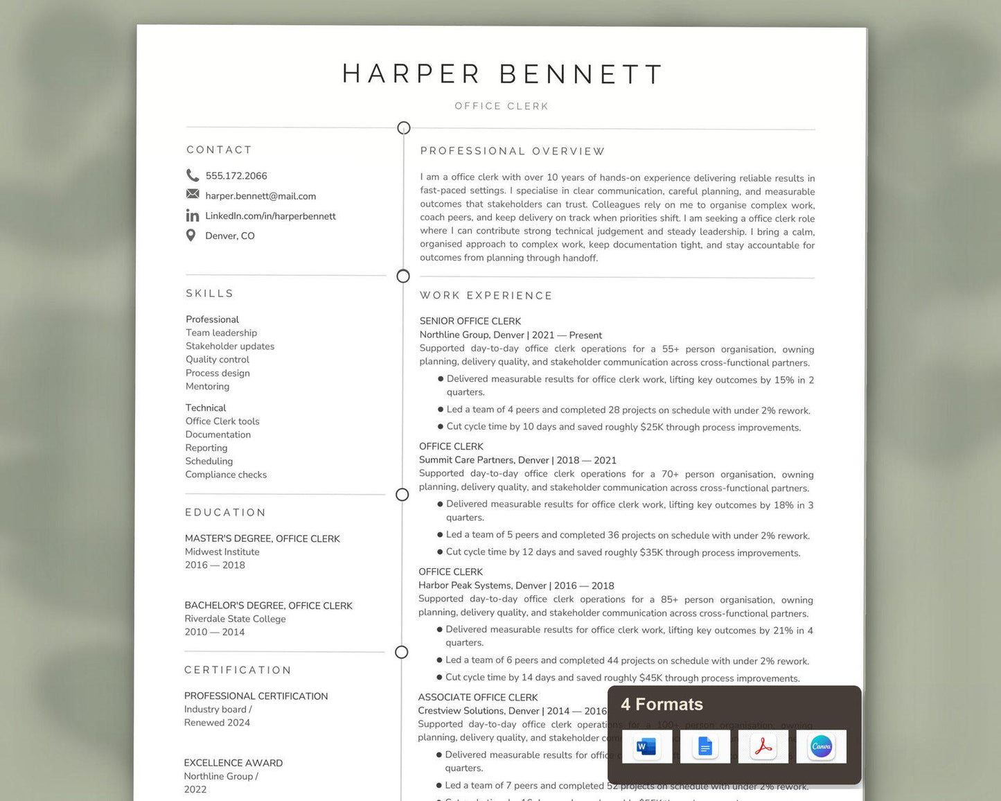 Office Clerk Resume Template