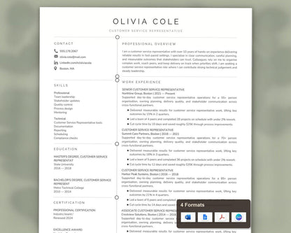 Customer Service Representative Resume Template