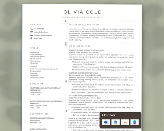 Customer Service Representative Resume Template