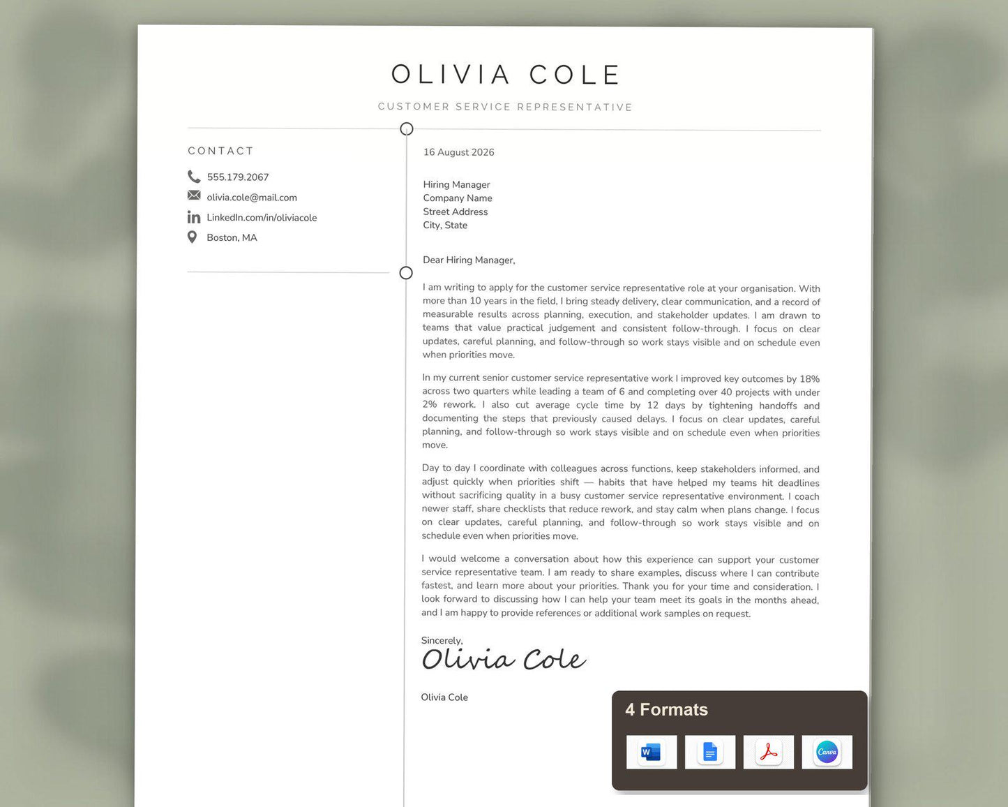 Customer Service Representative Resume Template