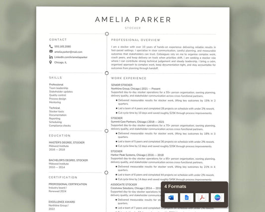 Stocker Resume Template