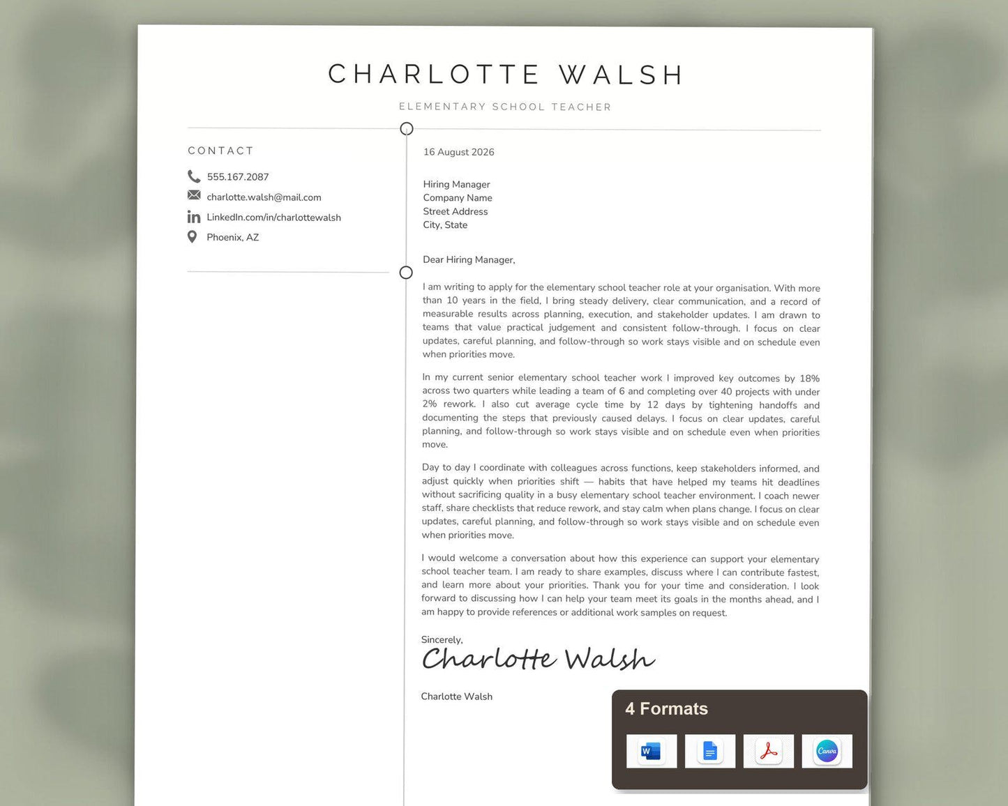 Elementary Teacher Resume Template