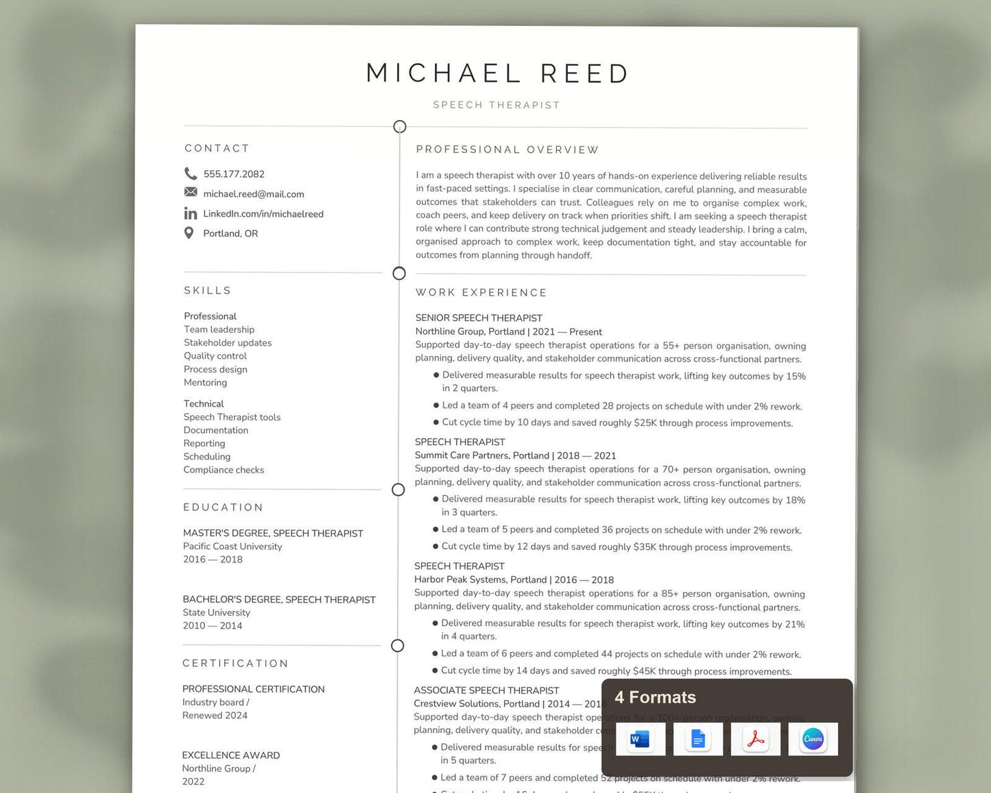 Speech Therapist Resume Template