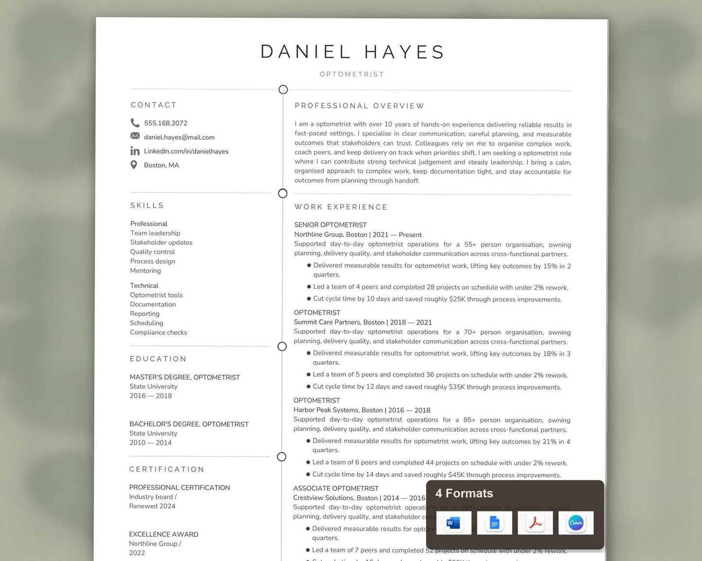 Optometrist Resume Template