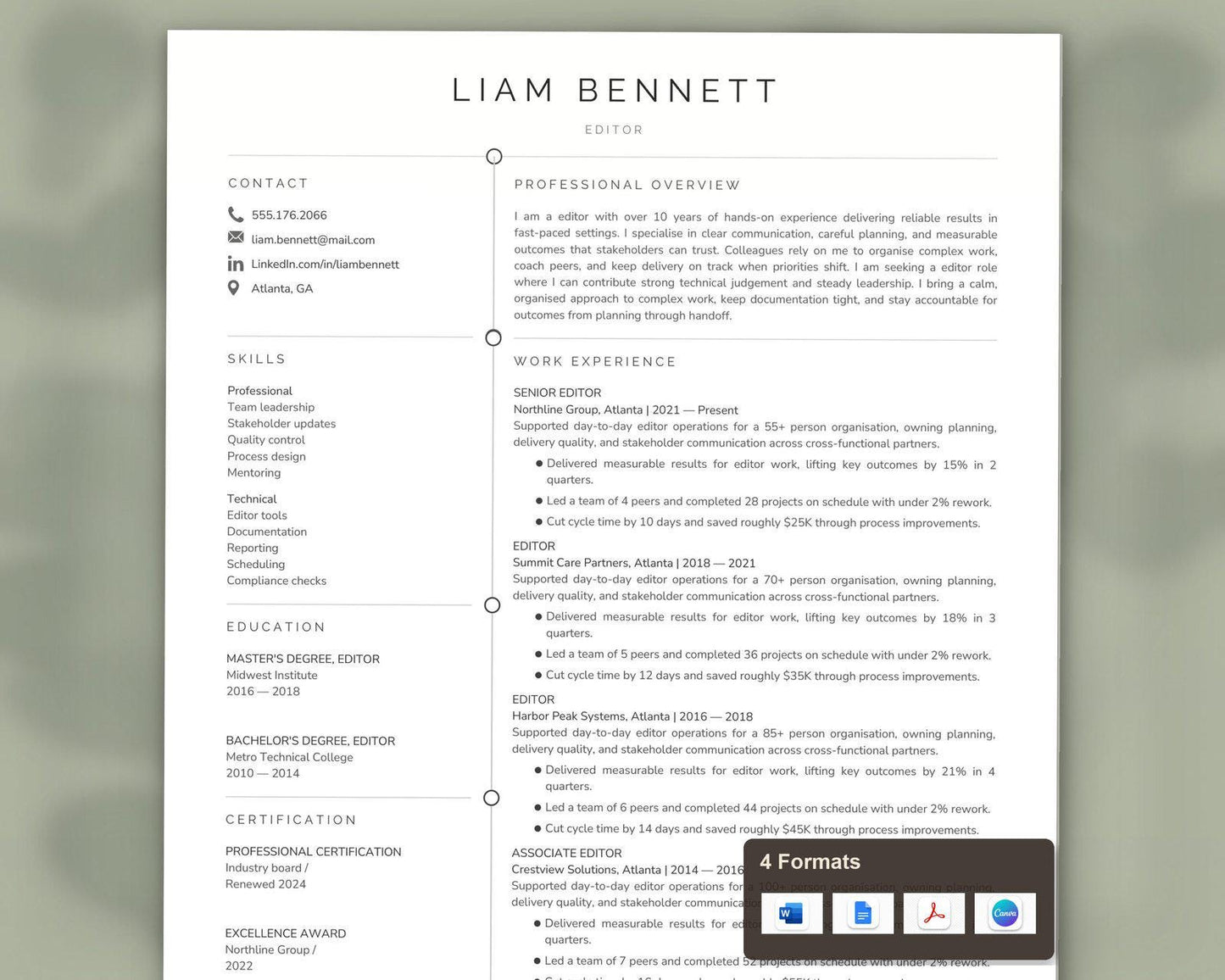 Editor Resume Template