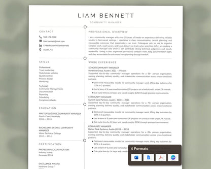 Community Manager Resume Template
