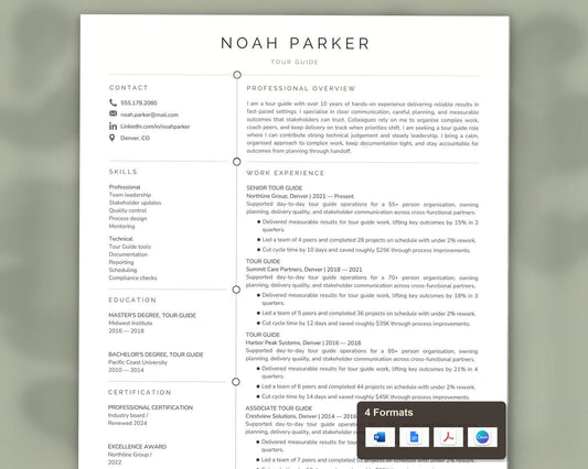 Tour Guide Resume Template