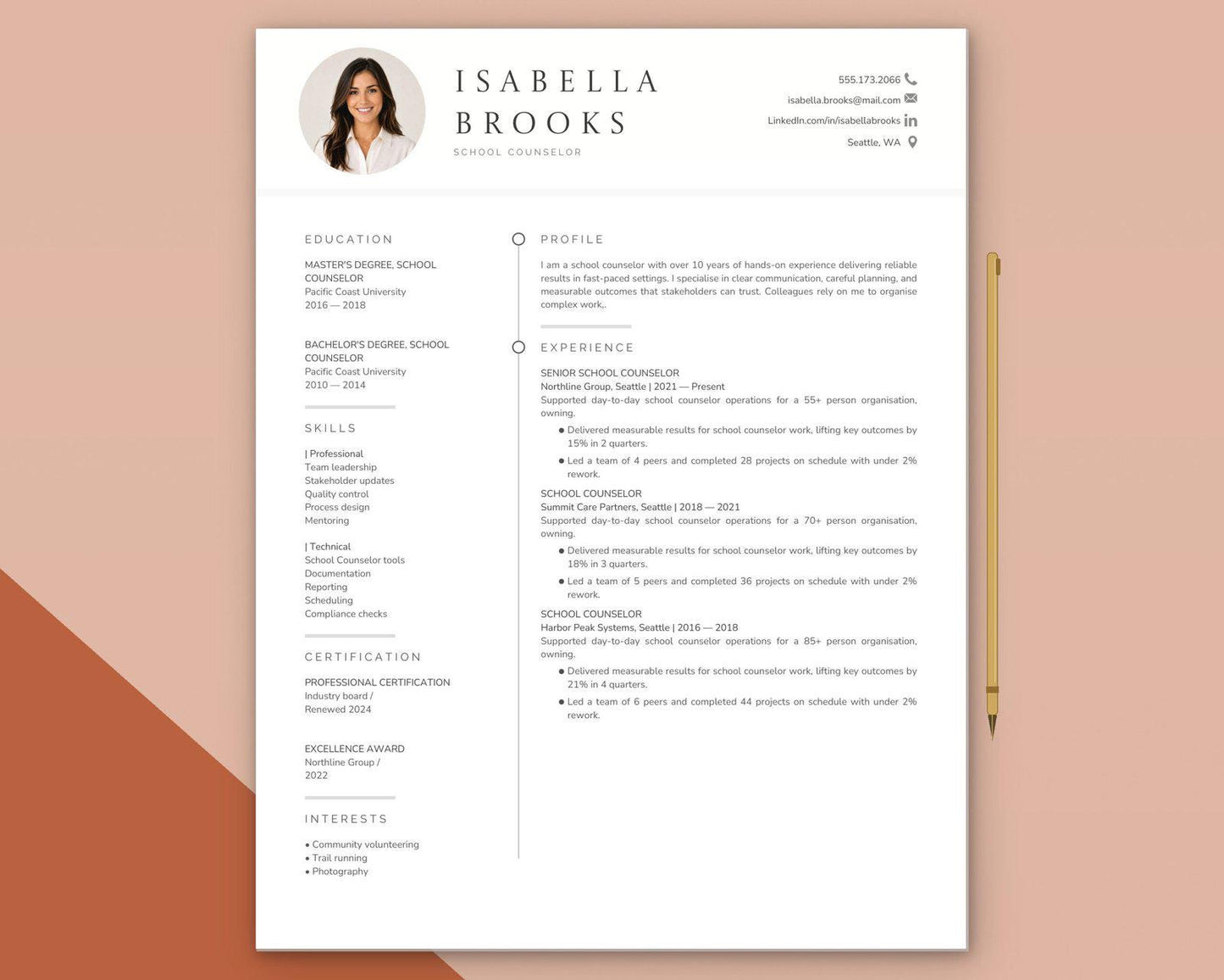 School Counselor Resume Template