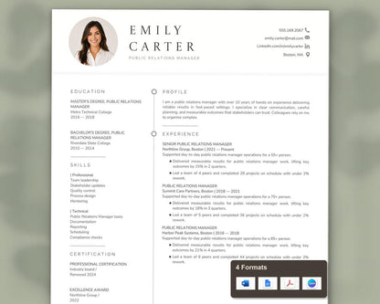 Public Relations Manager Resume Template
