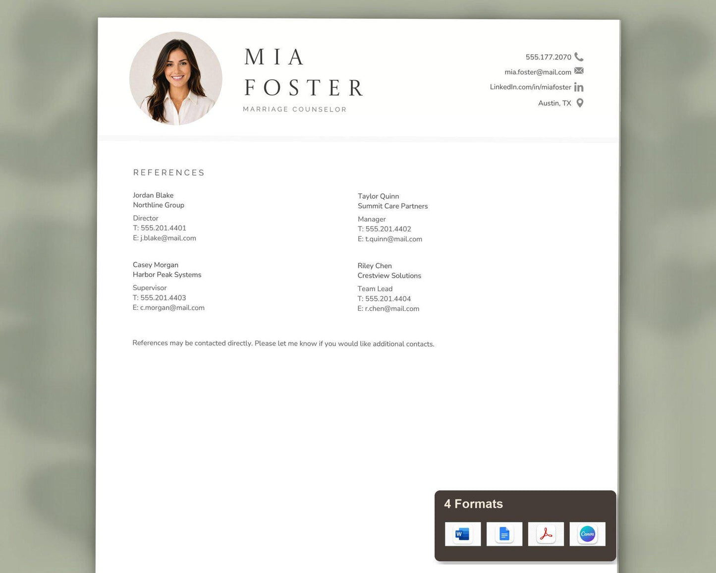 Marriage Counselor Resume Template